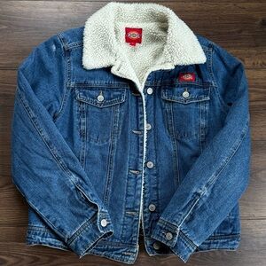 Dickies Sherpa Lined Denim Jacket Women Small Trucker